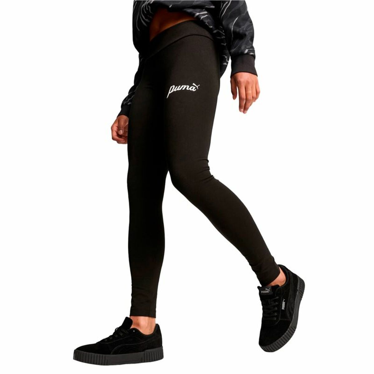 Sporthose Damen Puma Essentials + Script Schwarz